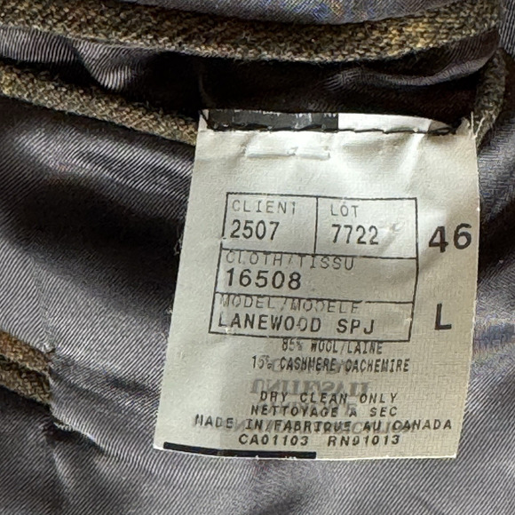 Jack Victor Montreal Brown Wool Cashmere Houndstooth 2 Button Blazer SZ 46L Coat - Picture 6 of 13